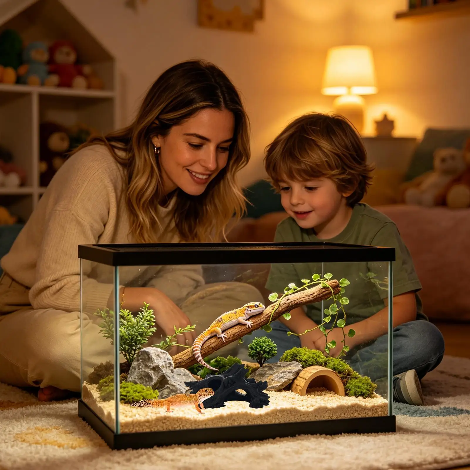 Leopard Gecko Hides Tree Stump Realistic Large Climbing Decor Caves Garden Toad House For Snakes Spiders Terrarium Aquarium