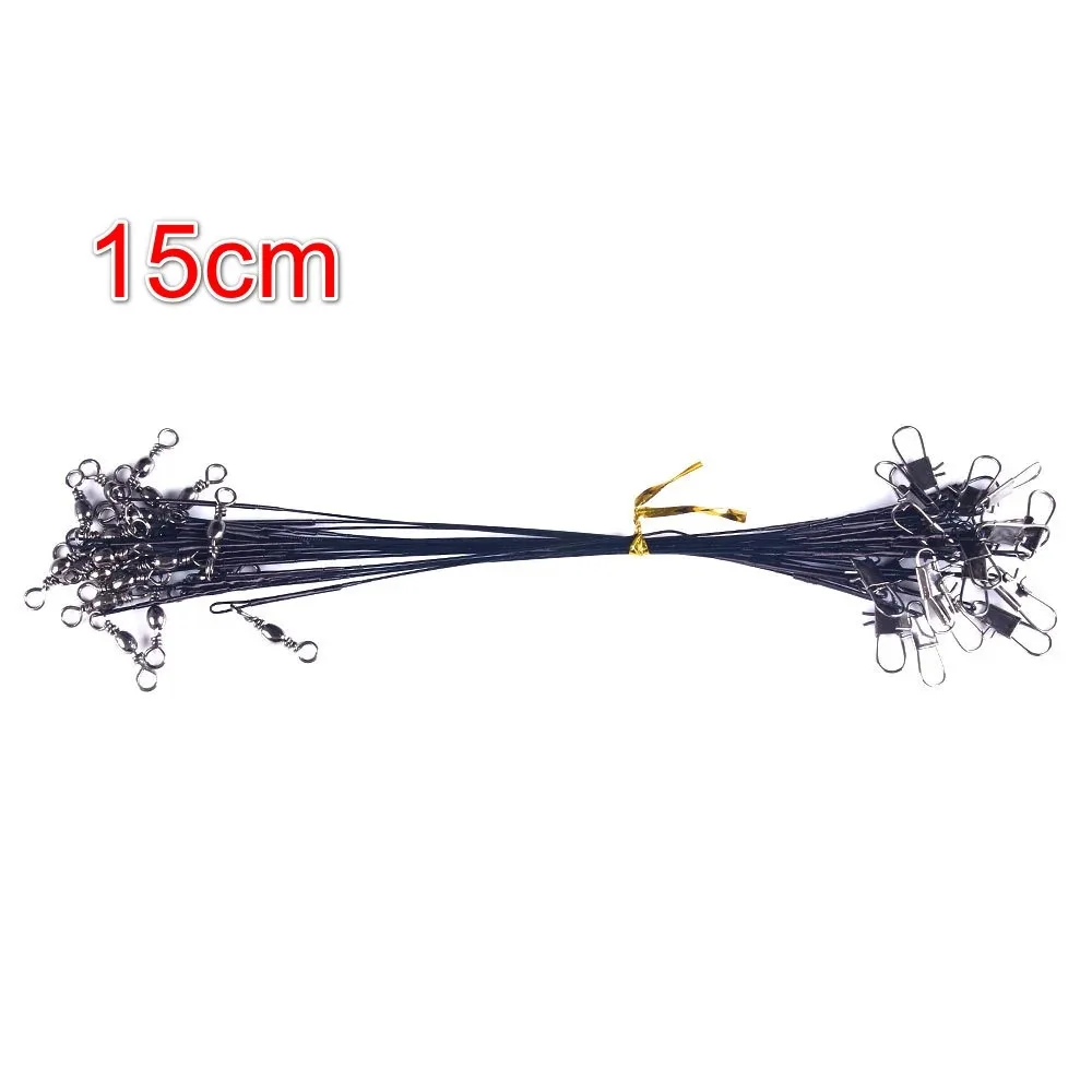 Anti-Biss-Stahl-Angelschnur, Stahldrahtvorfach mit Drehgelenk, Angelzubehör, Bleikern, Leine, Angeldraht, 15 cm, 20 cm, 25 cm, 30 cm