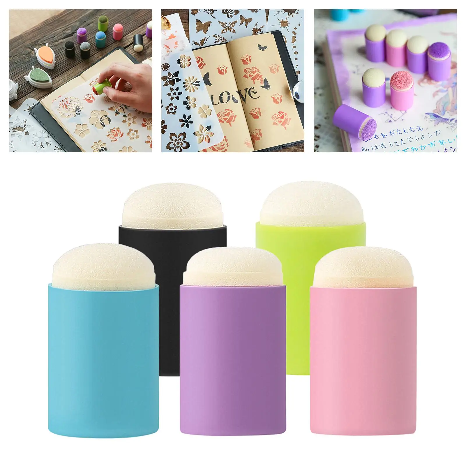 

5Pcs Finger Sponge Daubers Chalks Stamping Ink for Stamping Painting Drawing