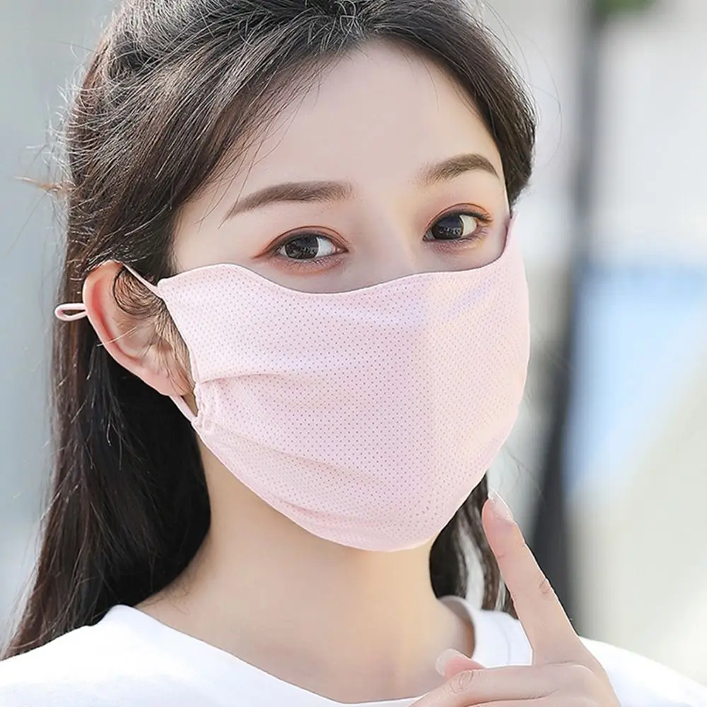 1Pcs Women Sun Hats Ice Silk Face Mask Sun Protection Driving Face Shield Anti-UV Summer Sunscreen Mask