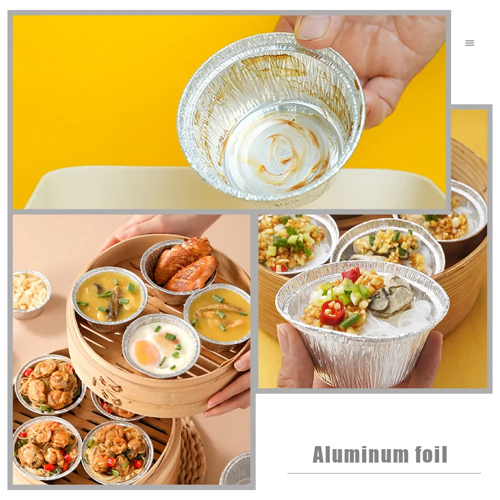 25 Moldes Desechables para Tartaletas de Huevo, Moldes de Papel Aluminio para Tartas, para Picnic, Fiesta, Barbacoa, Aperitivos, Moldes para Hornear Cupcakes, Aptos para Horno