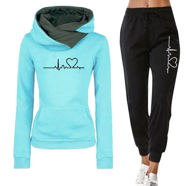 Autumn Winter Warm Womens Tracksuit Hooded +Jogger Pants 2-Piece Set Daily Casual Sweatshirt High Quality Ladies Sports Clothes