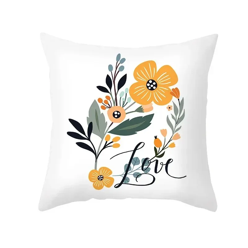 Nordic style plant rose series printed pillowcase home room office chair living room sofa cushion cover peach skin pillowcase