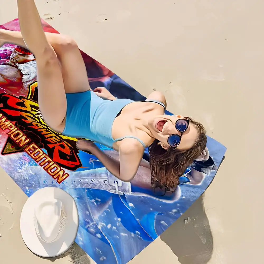 Street Fighter Retro Game Microfiber Printed Beach Towel Mountain Climbing Yoga Beach Swimming Running Absorbent Soft Towel