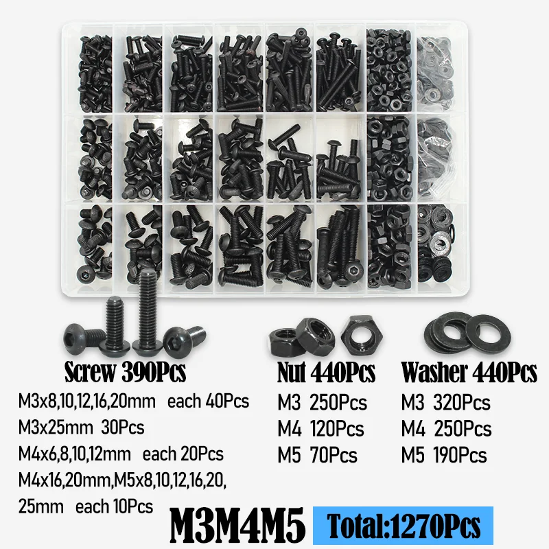 2510p Rundkopfschrauben M2 M2.5 M3 M4 M6 Güteklasse 10.9 Innensechskant-Rundkopfschrauben mit Allen-Antrieb ISO7380 Schrauben-Muttern-Unterlegscheiben-Set – Detail 10