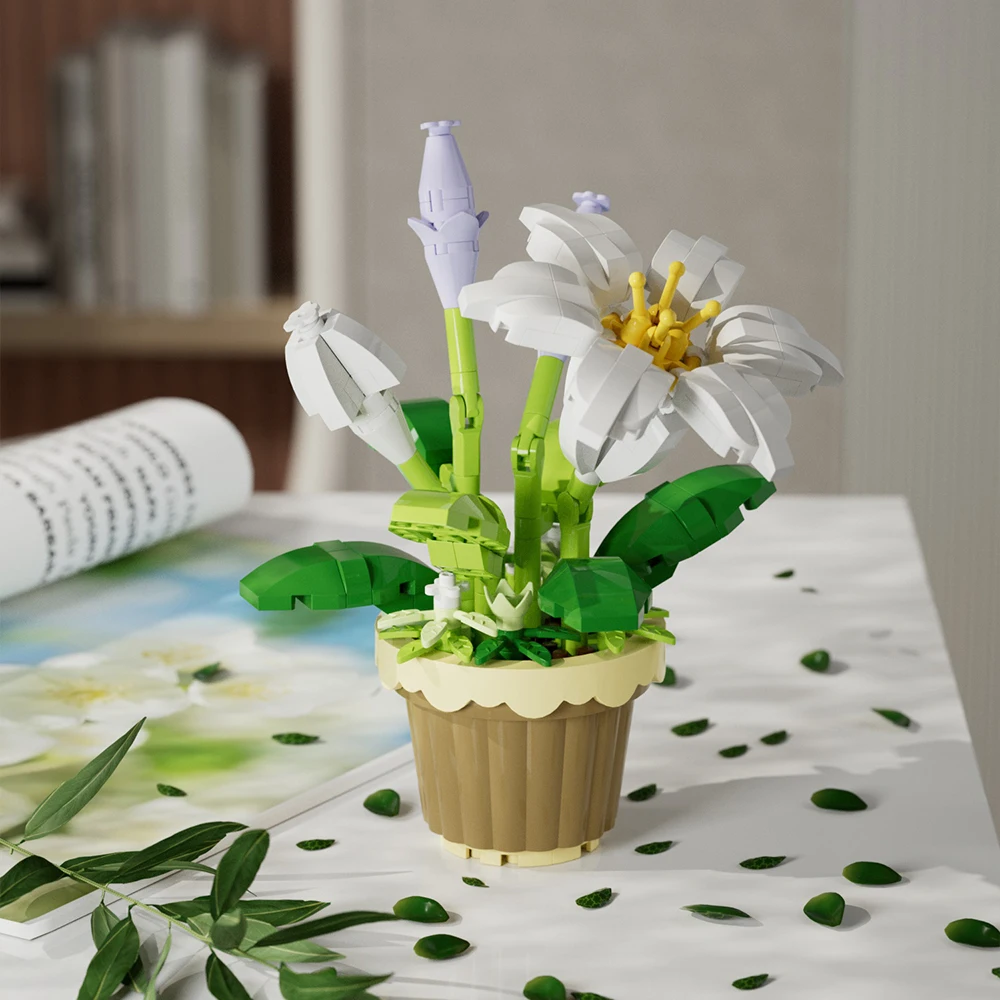 

Puzzle Block Toys Potted Building Blocks Simulate Succulent Flower Bouquets Eternal Flowers Home Decoration Christmas Gifts