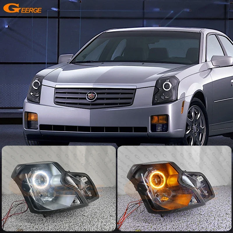 

For Cadillac CTS 2003 2004 2005 2006 2007 Ultra Bright A/W Switchback Day Light Turn Signal SMD LED Angel Eyes Kit Halo Rings