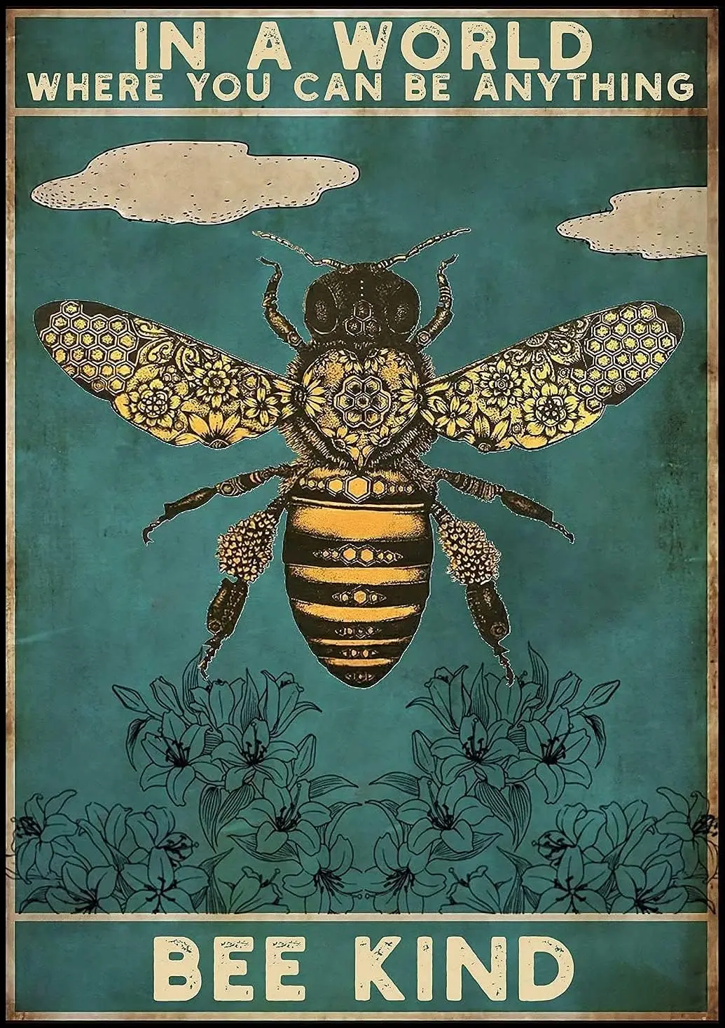 Retro Metal Tin Sign Kind Posters Floral Art Posters of Bees Art Posters On The Wall Metal Tin Sign/Metal Plaque Metal Sign Retr
