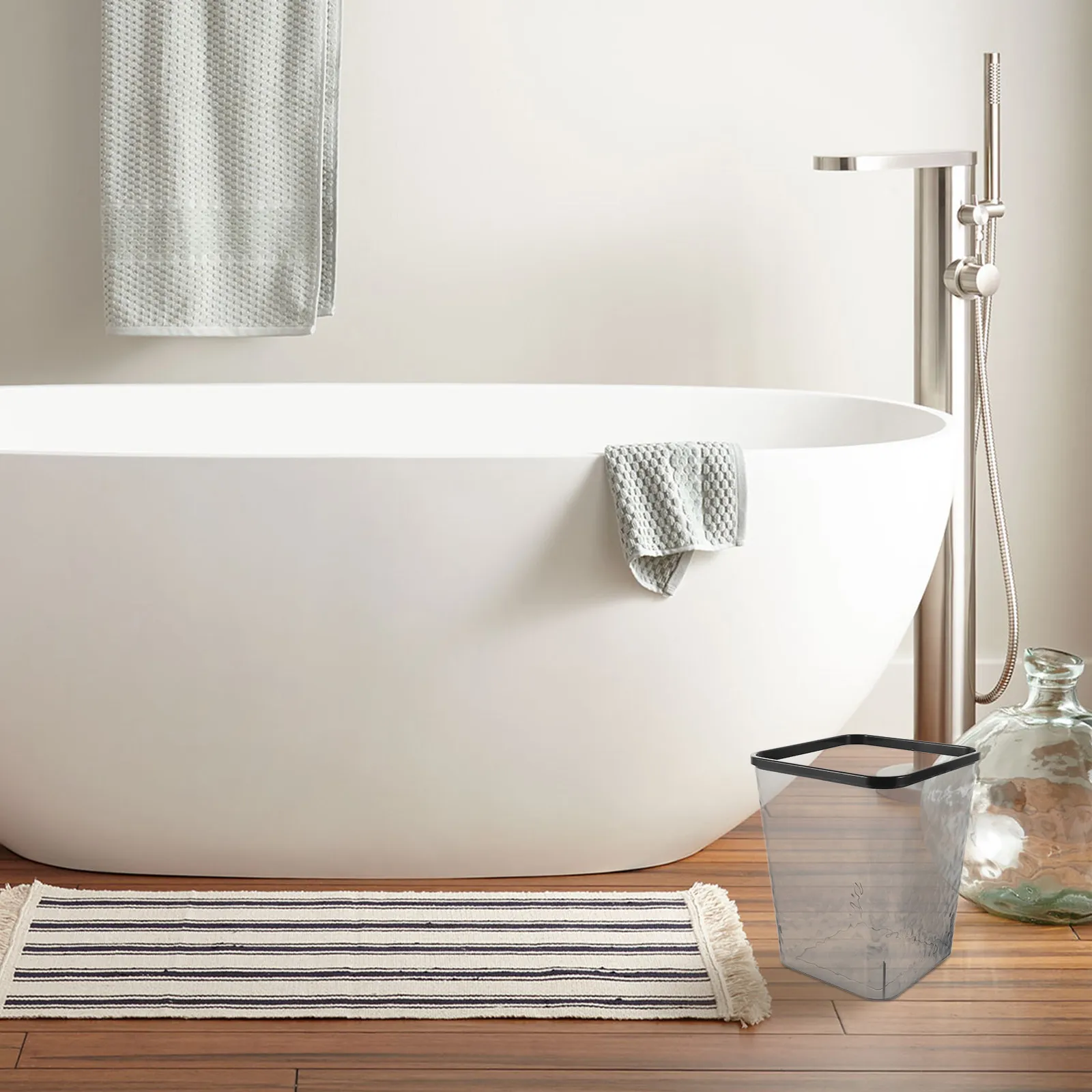 

Большая прозрачная пластиковая урна для мусора для кухни, ванной, гостиной, спальни, настольная, современный стильный дизайн