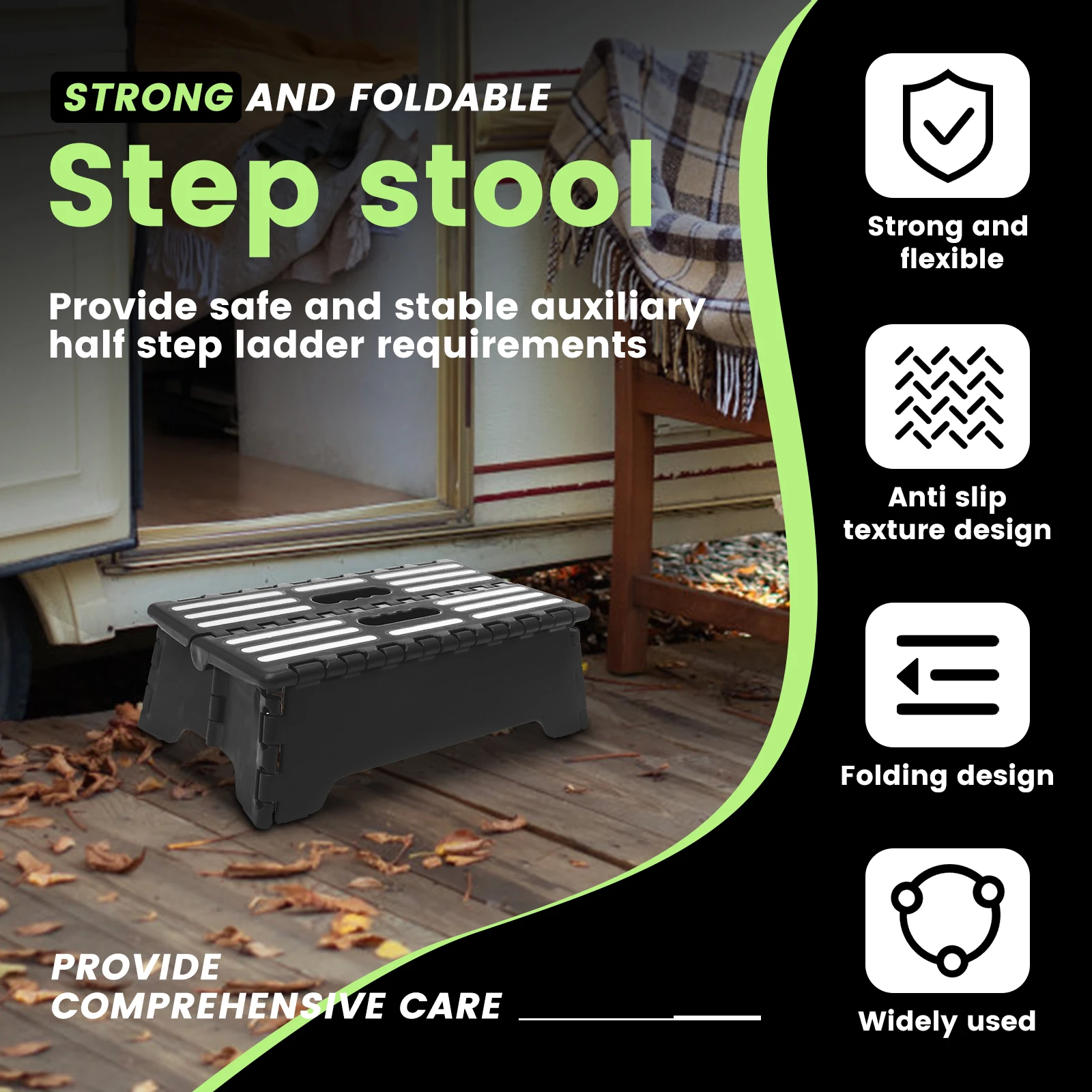 Folding Step Stool 5 inch Plastic Nonslip Elderly Adults Foot Stool Assistive Devices for Bathroom Kitchen Garden