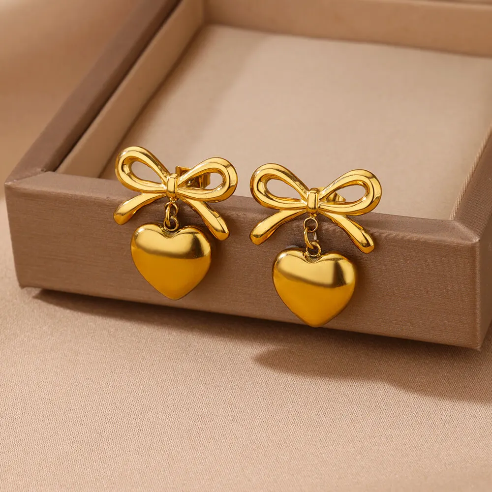 Pendientes de garra geométrica de acero inoxidable para mujer, Color dorado, estrella de mar, corazón, perno prisionero, moda de boda, regalo de