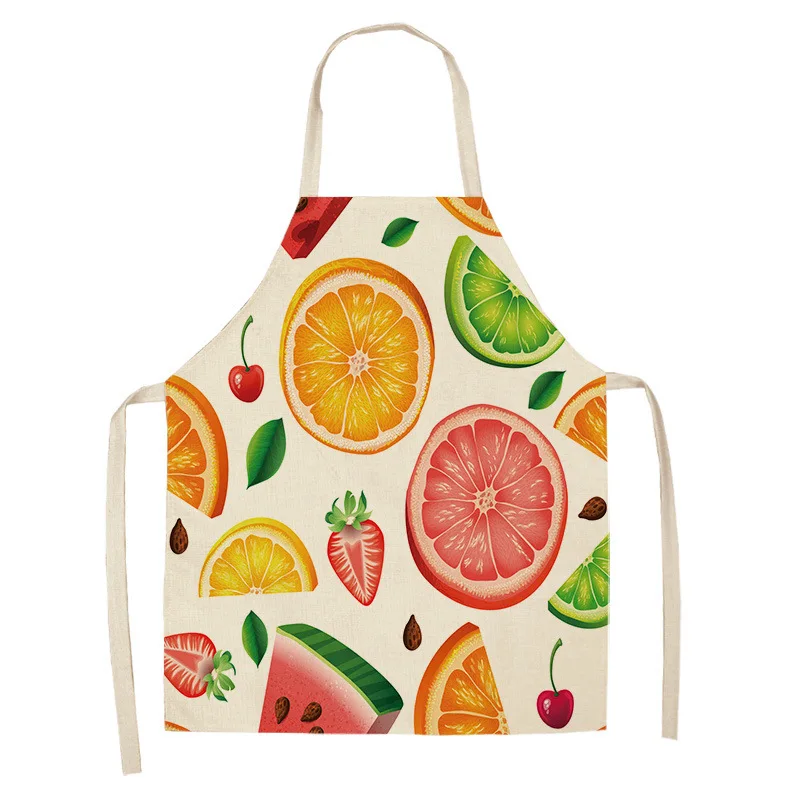 New Fruit Print Sleeveless Apron Home Daily Sleeveless Cover Home Kitchen Apron Herramientas Limpieza De Hogar Delantal Cocina