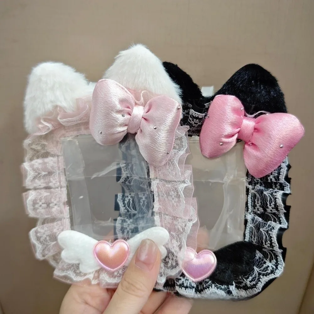 Cute Multifunctional Plush Photocard Case Cartoon Lace Plush Card Holder Plush Cat Ears Card Case Student Card Holder