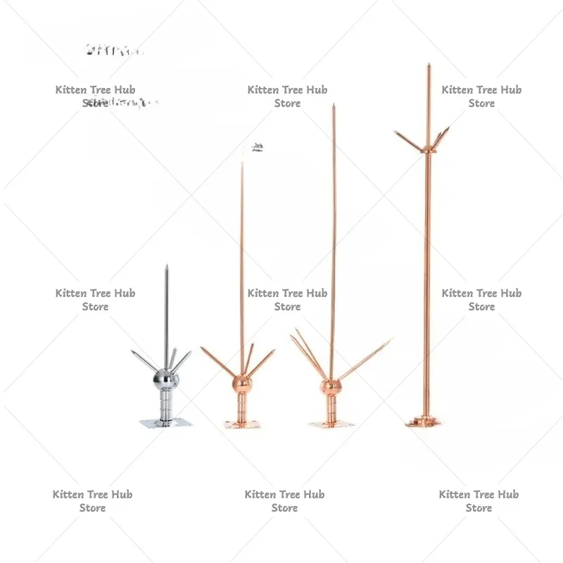 Lightning rod three-prong outdoor lightning protection device for engineering roof single needle copper lightning arrester