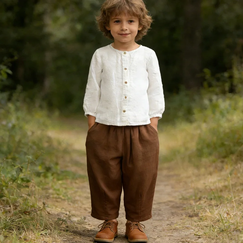 

Детские брюки-шаровары унисекс на весну-лето 2026: однотонные, свободные, с эластичным поясом, дышащие