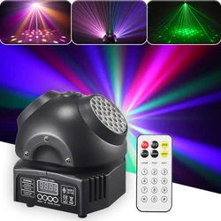 YUER Mini DJ kaleidoscope Disco Ball Lights Colorful LED Beam Green Laser Moving Head Lights DMX512 Strobe Nightclub Party Show