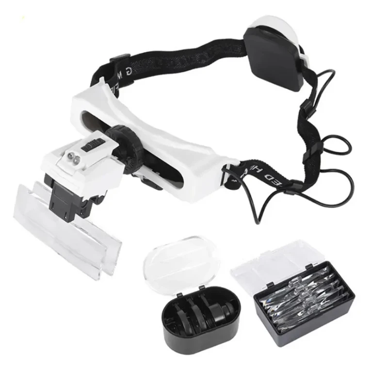 Multiple Magnification Headband Magnifying Glass with LED Lights Style Magnifier Jewelry Repair Headlamp Loupe Tool Acrylic Lens