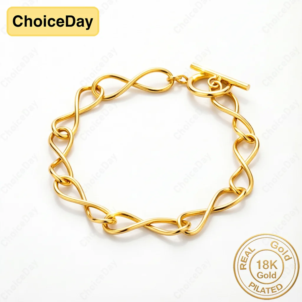 18K Gold Plated Exquisite Infinity Twist Bracelet Women's Fashion Engagement Gift Party Jewelry Accessories
