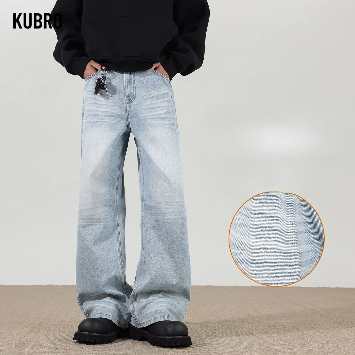 American Retro Crack-washed Distressed Lightning-shaped Flared Jeans High Street Loose Jeans for Both Men and Women Man Pants