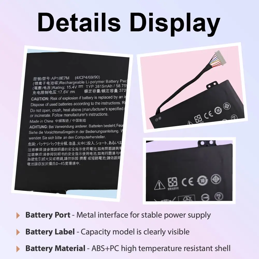 Laptop Battery AP18E7M for Acer Nitro 5 AN515-54 AN517-51 AN515-55 AN515-44 AN515-43 Nitro AN715-51 PH315-52 PH317-52 PH317-53
