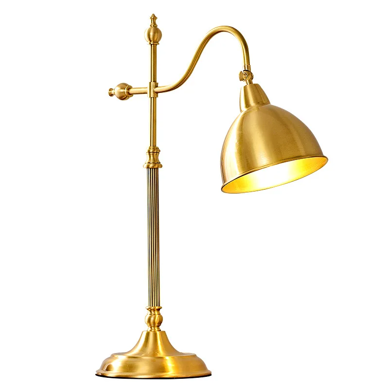 All-copper desk lamp American retro bedroom bedside lamp work office dedicated study desktop reading eye protection decoration