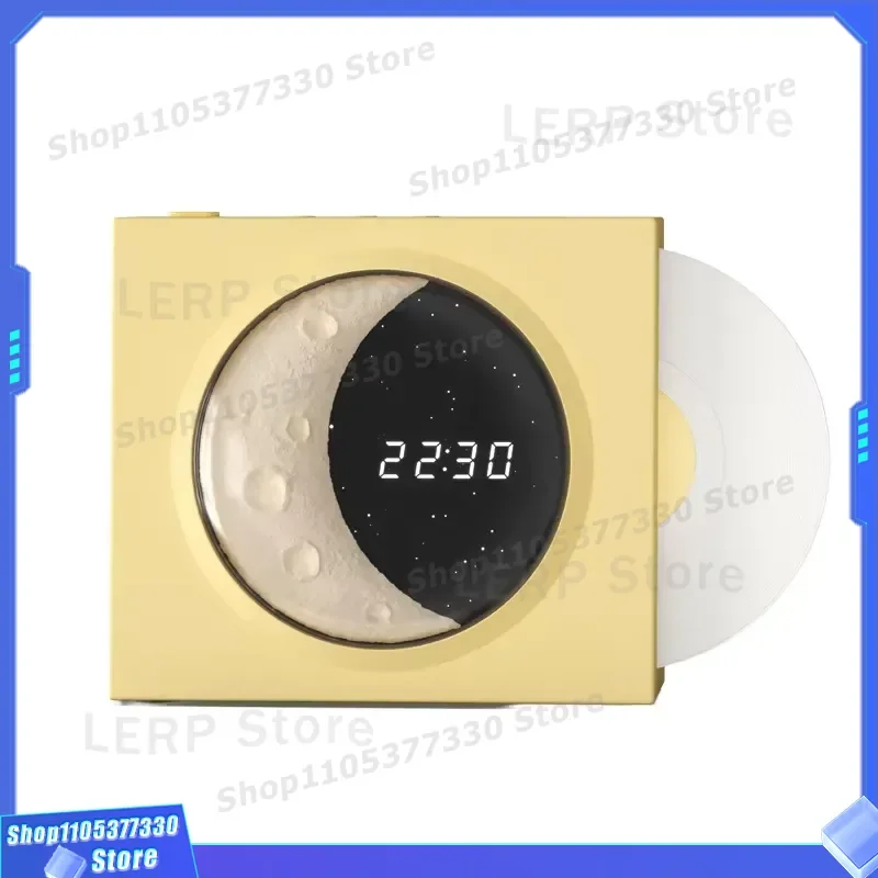 Retro Mini Portable Speaker 5W Wireless Bluetooth Audio Player with Moon Clock Ambient Light for Home Desktop Outdoor Decor