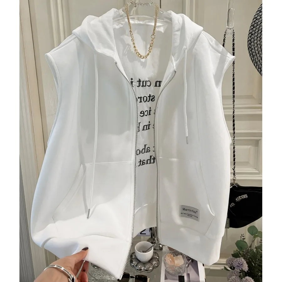 Fashionable plus Size 300 Pounds Design Printed Hooded Slimming Cardigan Zipper Women's Casual Style Polyester Fiber Jacket