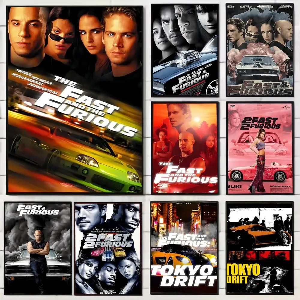Action Racing F-Fast and Furious Painting Calligraphy Stylish Wall Art Poster, Bedroom Living Room Home Decor Gift