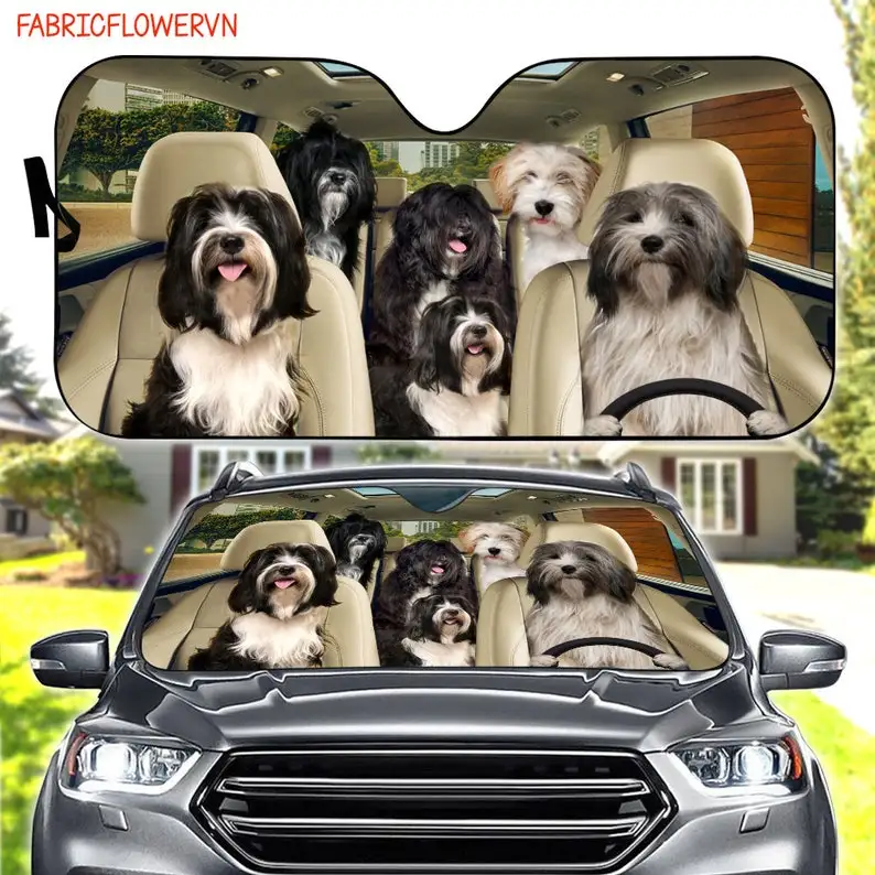 Tibetan Terrier Car Sunshade, Tibetan Terrier Car Decoration, Dog Windshield, Dog Lovers Gift, Dog Car Sunshade, Gift For Mom, G