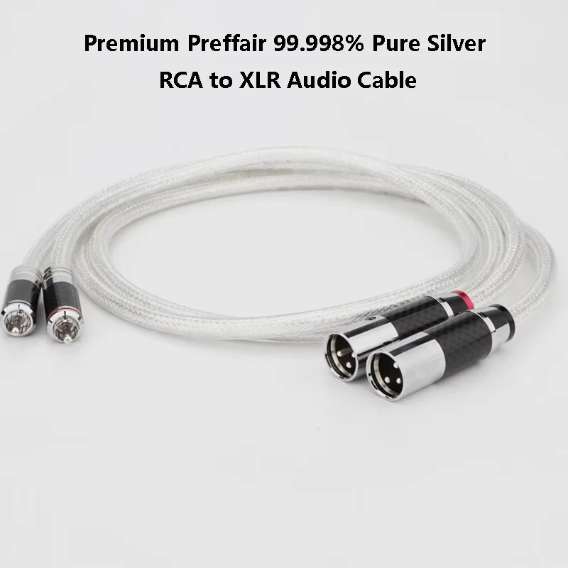 

Premium Preffair 99.998% Pure Silver RCA to XLR Audio Cable-Carbon Fiber Reinforced,Solid PSS Silver-Plated Plugs