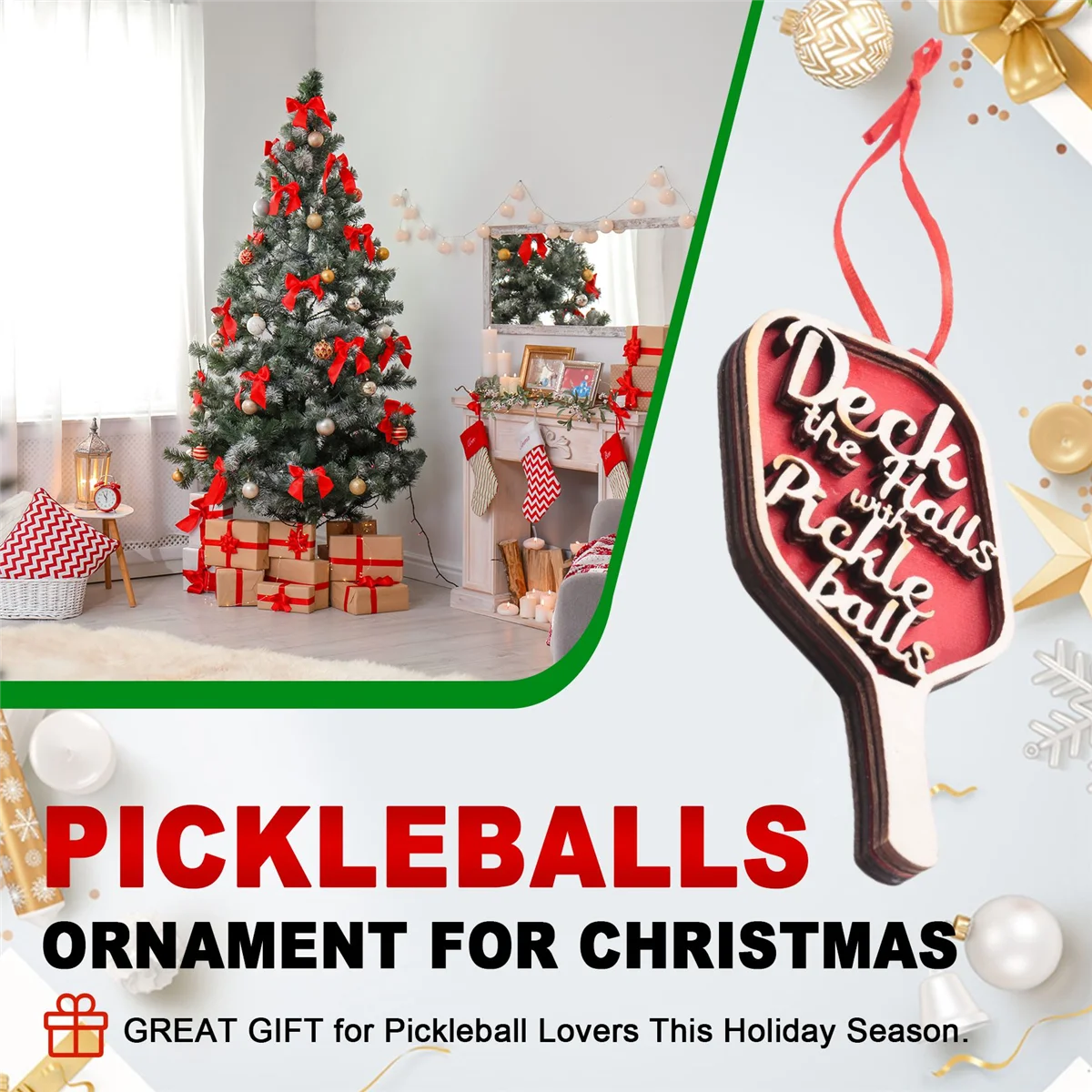 A71Z Deck mit Pickleballs-Ornament für Weihnachten, für Pickleball-Liebhaber, besonderes und Geschenk