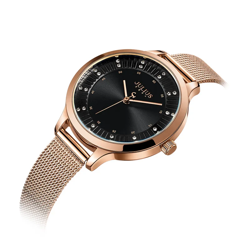 New Julius Simple Thin Lady Women\'s Watch Japan Quartz Elegant Fashion Hours Stainless Bracelet Chain Girl\'s Birthday Gift Box