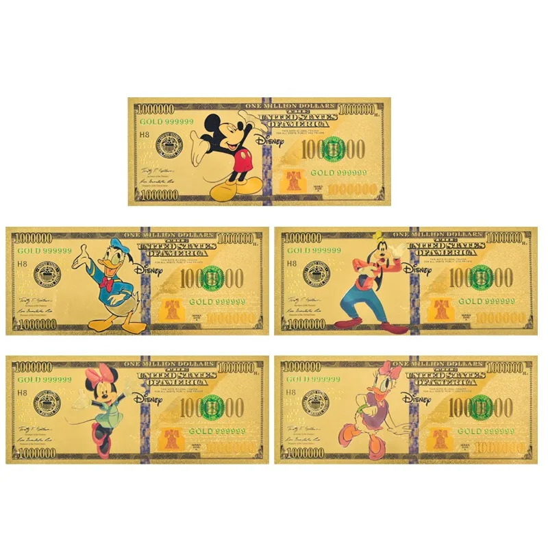 Disney Mickey Mouse Gold Foil Coins Cartoon Anime Figures Q Figurals Donald Duck Minnie Mouse Commemorative Coins Birthday Gifts