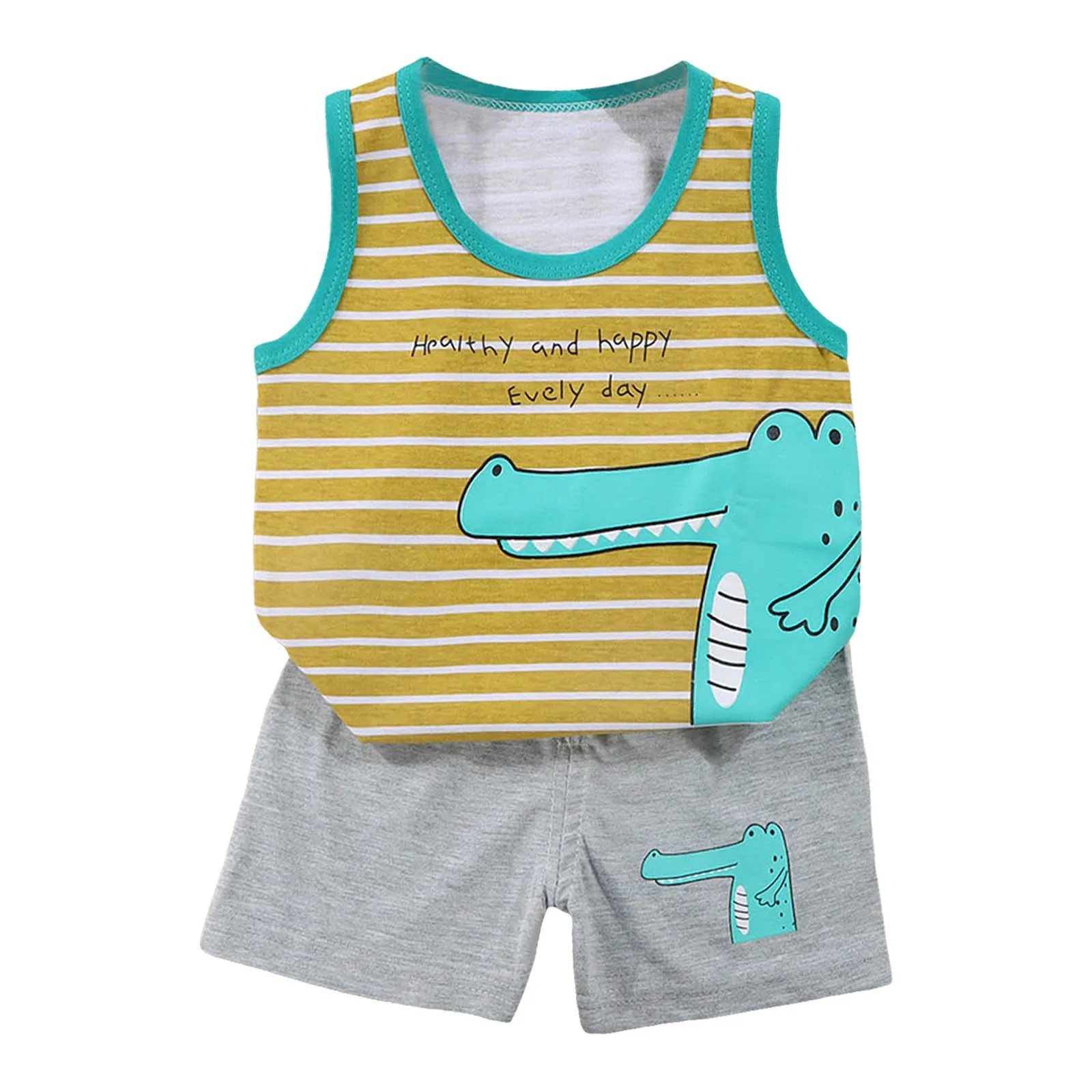 

Outfit Baby Boy Summer Toddler Boys Baby Children's Cartoon Printed Vest Set Boys' Shorts Summer Premature Boy Baby Clothes