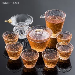 Light Luxury Glass Tea Set Home Gaiwan and Teacup Suit Office High-end Puer Tea Infuser Heat-Resistant Teaware Tea Cup  Sets