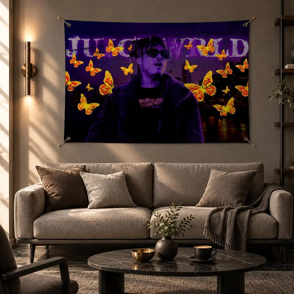 Trending Rapper Juice WRLD Flags Wall Hanging Flag Banner Home Decor Aesthetic Living Room Bedroom HD Fabric
