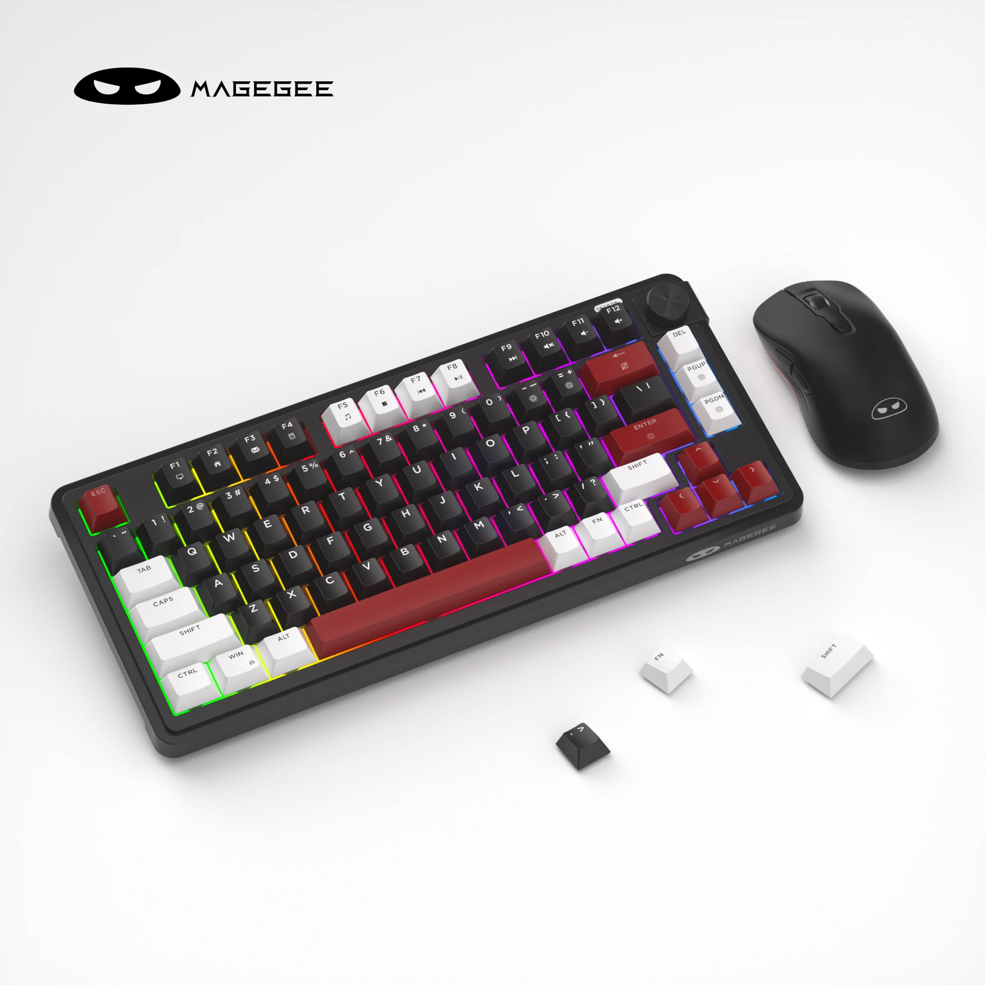 MageGee Gk950 Wireless Keyboard and Mouse Combo, RGB Backlit, Silent Key, Volume Knob for Student Home Study/Gift/Office/Gaming