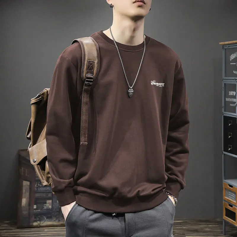 Spring and Autumn Fashionable Brand Round Neck Sweater Long Sleeve T-shirt Top Autumn and Winter Men's New Style