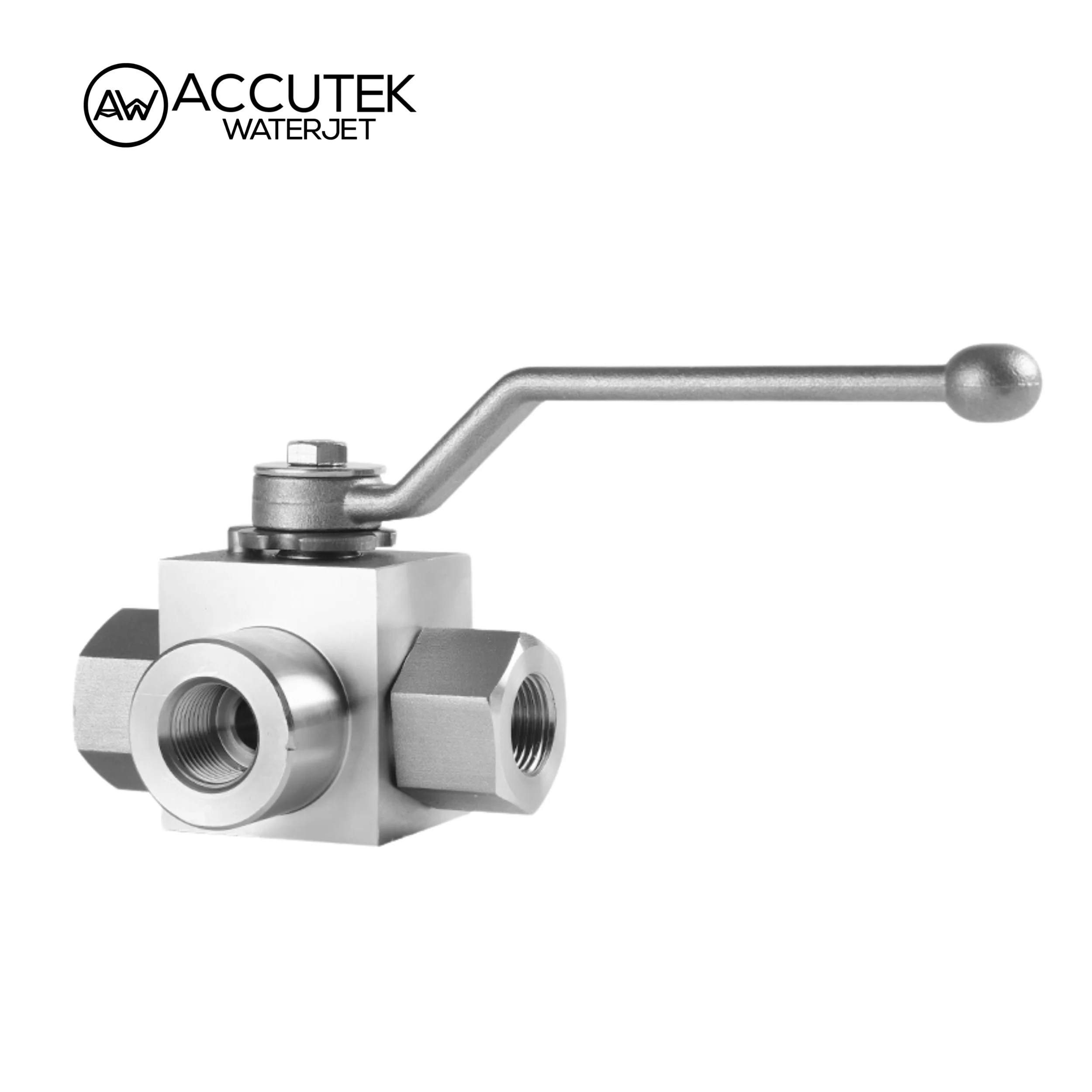 AW® 304 Stainless Steel 3-Way Hydraulic Ball Valve L-Port Female Thread BSPP 1/4 3/8 1/2 3/4 1 High Pressure 6000Psi KHB3K