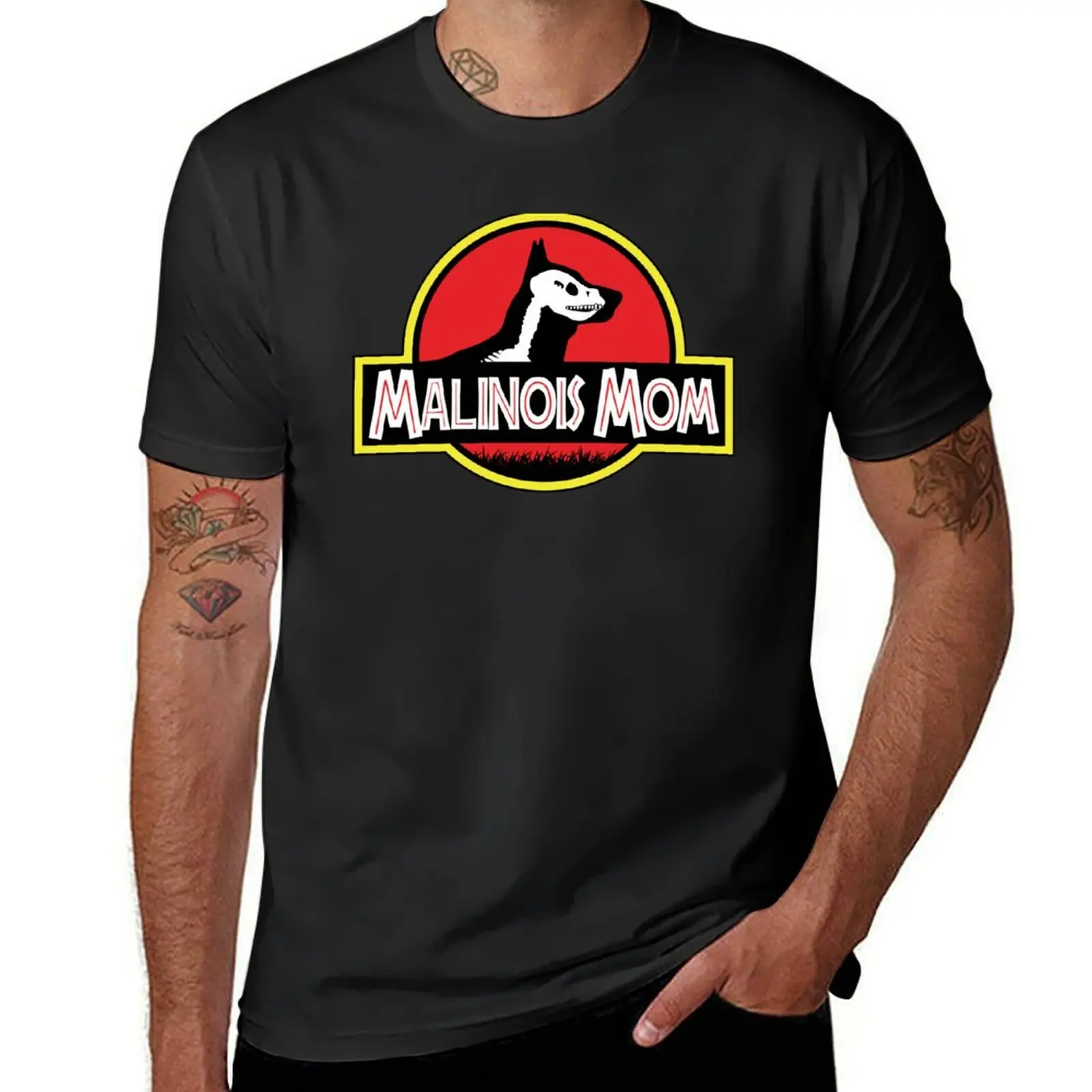 (For Bright Background) Jurassic Belgian Malinois Mom T-Shirt customs sweat plain black t shirts men