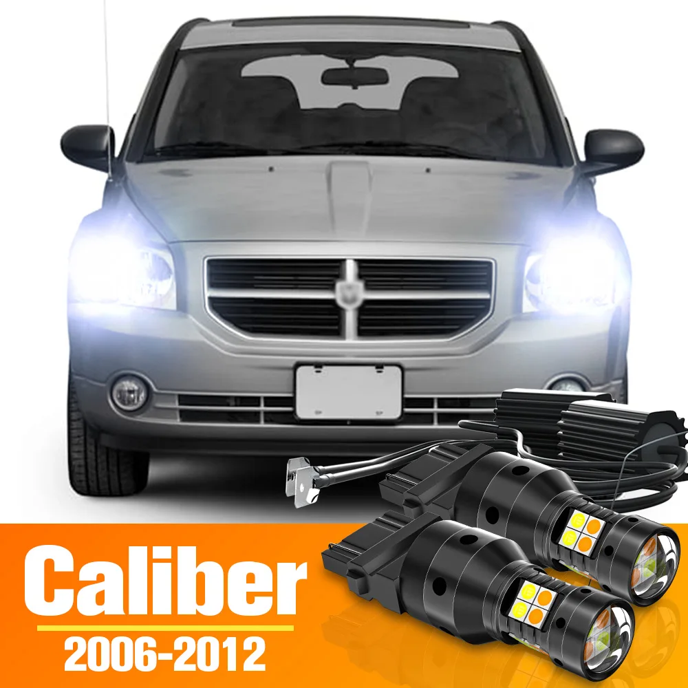 2pcs LED Dual Mode Turn Signal+Daytime Running Light DRL Canbus For Dodge Caliber Accessories Bulb 2006-2012 2007 2008 2009 2010