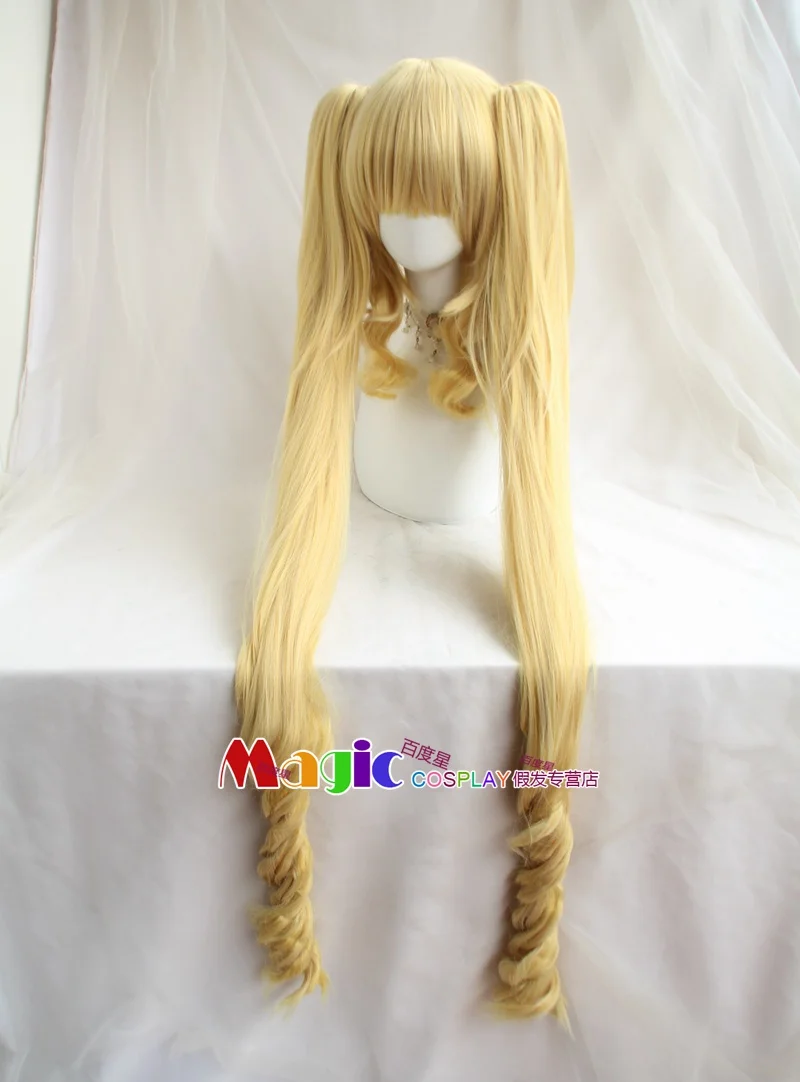 Kotobuki-Peluca de Cosplay Tsumugi para niñas, pelo largo y rizado, pelo de fibra resistente al calor + gorro gratis, Lolita, leche, Rubio, K-ON