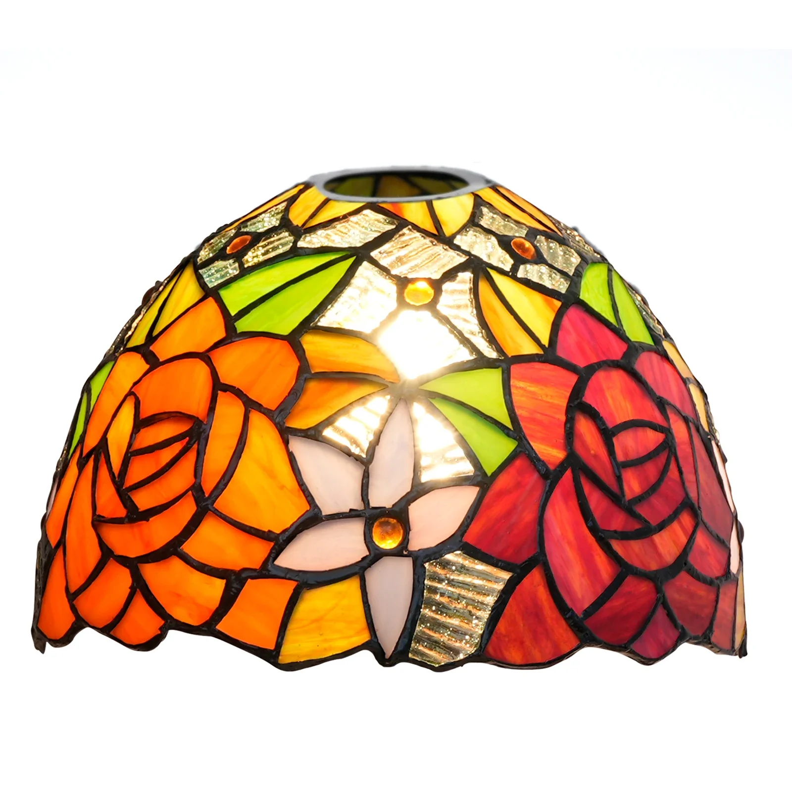 1pc Replacement Retro Wall Lamp Shade, Modern Bedroom Dining Table Room Decoration Lamp, Stained Glass rose Lampshade Led lights
