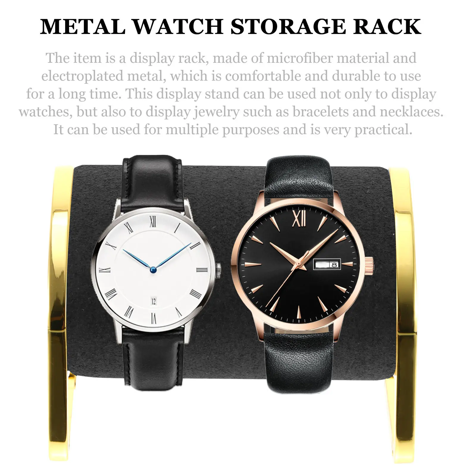 1Pcs Metal Watch Display Rack Electroplated Gold Soft Microfiber Stand for Bracelet Necklace Jewelry Showcase Holder Organizer
