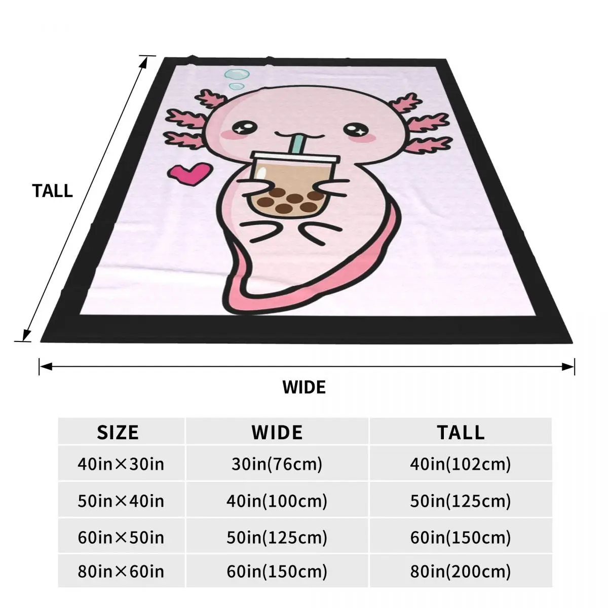 Kawaii Axolotl Mexican Salamander Blanket Fleece Sofa Throw Blanket Super Soft for Home Bedroom Outdoor Throws Bedspread Quilt