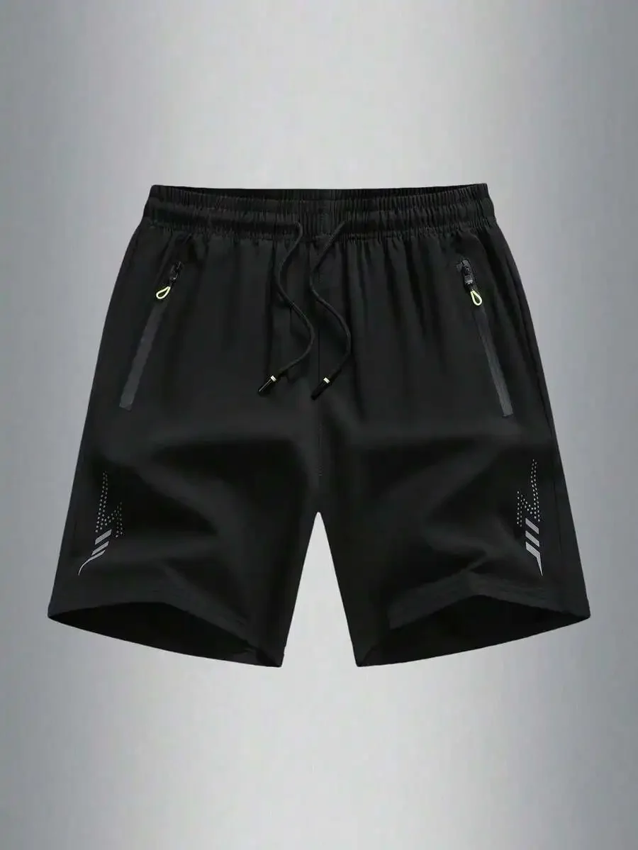 

Black Mens Quick-Dry Athletic Shorts With Zip Pockets For Running, Hiking, Cycling And Gym Workouts