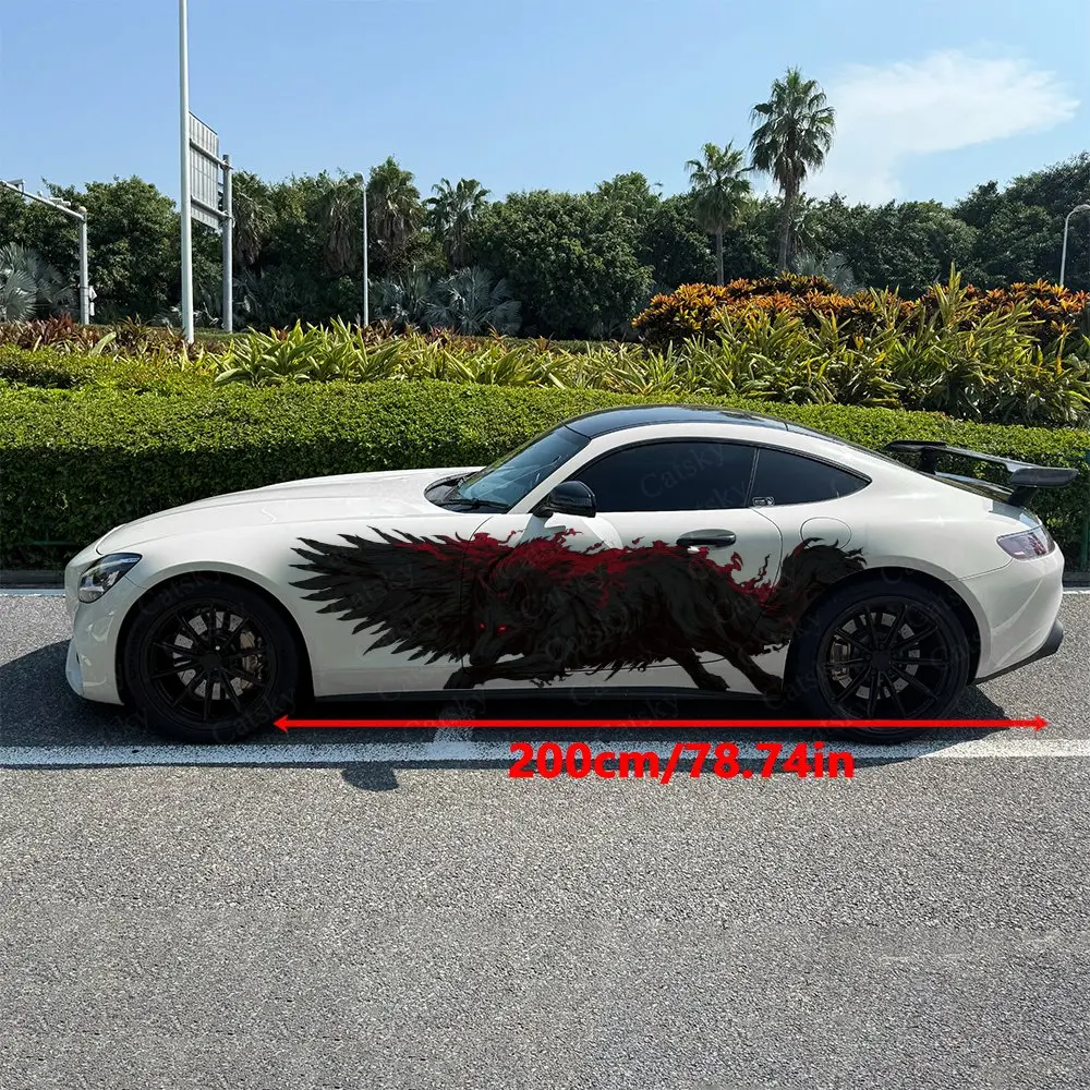 2pcs Magic Black Wolf Car Sticker Full Body Decal Decoration Scratches Protect Car Sticker Waterproof Car Vinyl Wraps