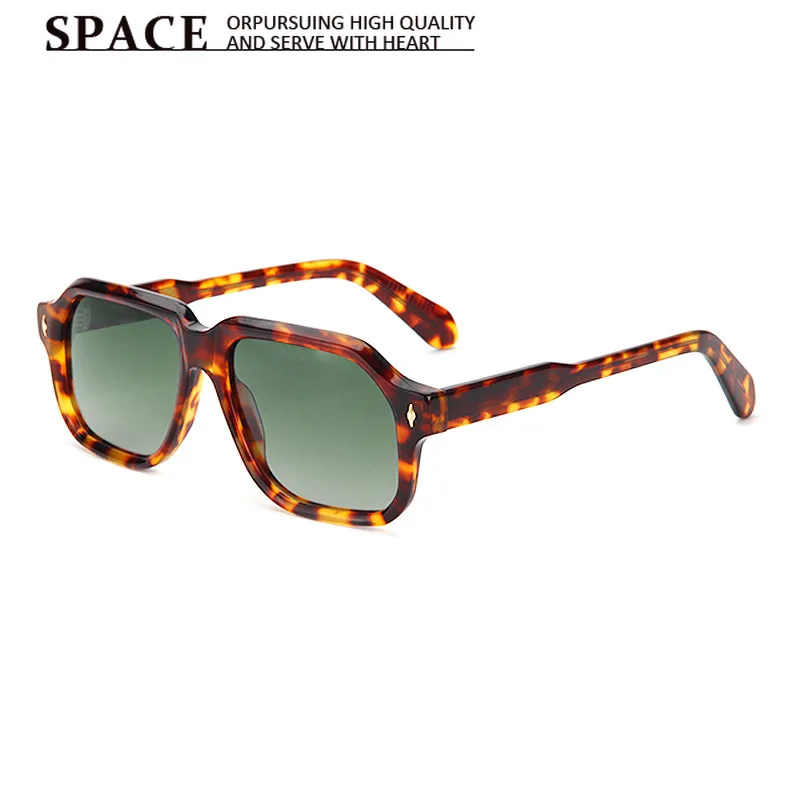 High End Oversized Square Acetate Rivet Sunglasses Unisex Trendy Polarized Driving Shades UV400 Outdoor Eyewear for Men Women