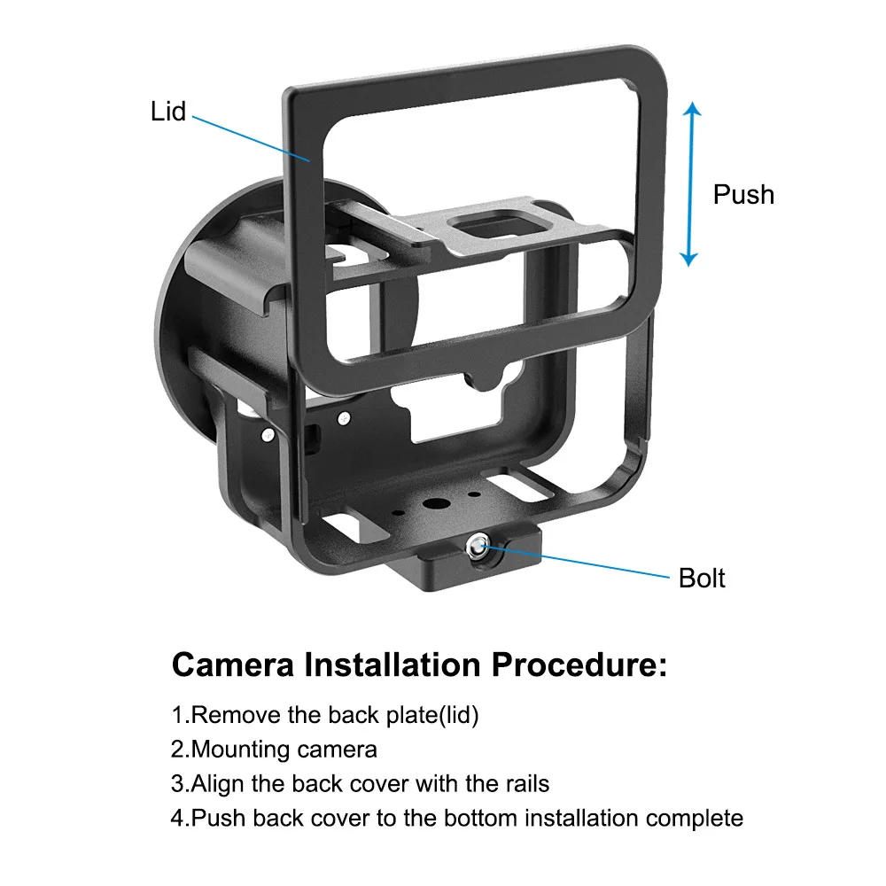 PULUZ Aluminum Alloy Protective Cage Housing Shell Cover with Frame & 52mm UV Lens For GoPro HERO12 11 10 9 Black Action Cameras