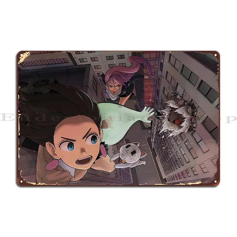 Dandadan Scene Metal Plaque Poster Wall Cave Designs Garage Decoration Decoration Cinema Tin Sign Poster